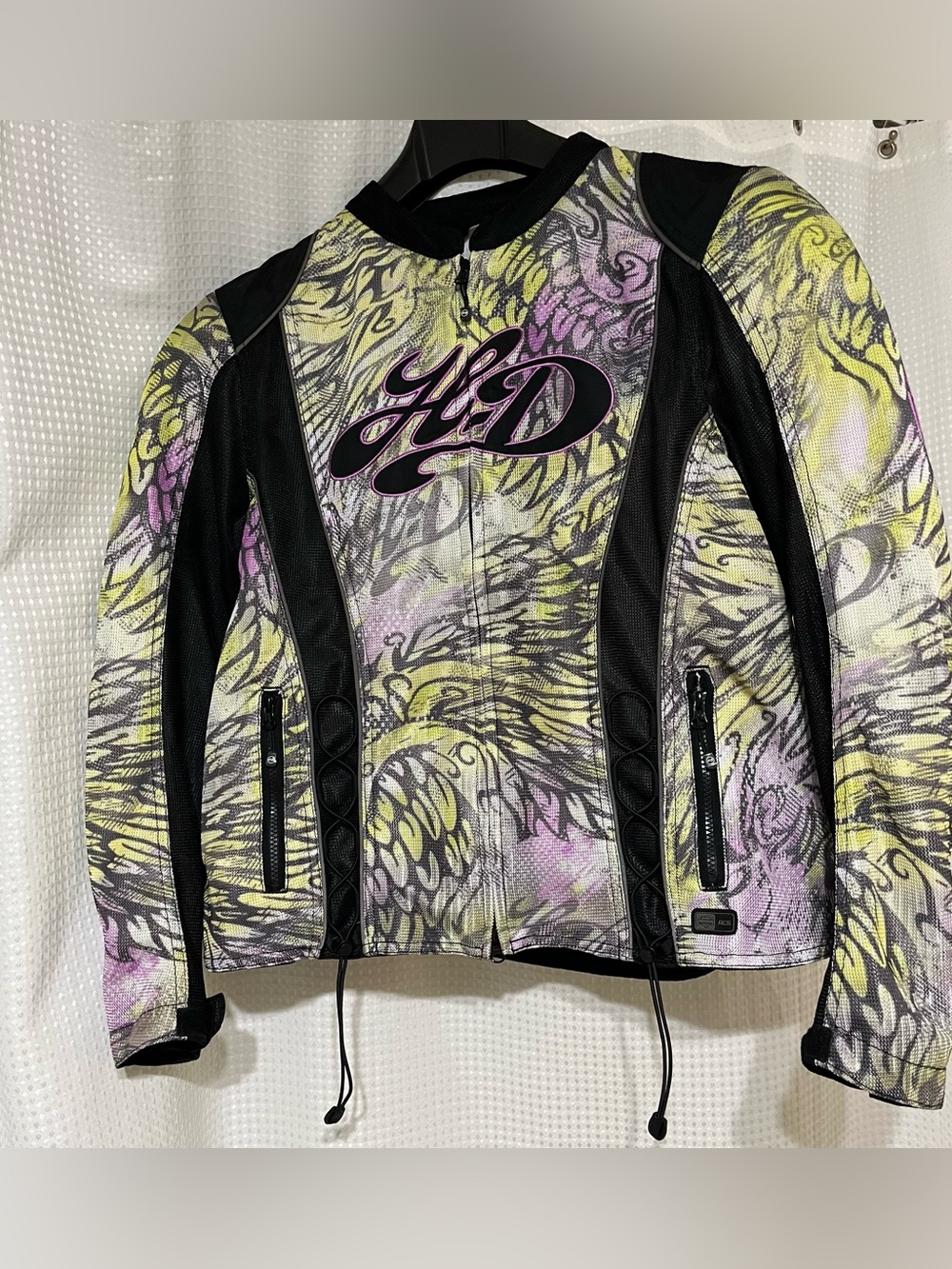 Women’s 2XL Harley Davidson Mesh Motorcycle Jacket in Yellow, Purple, Black